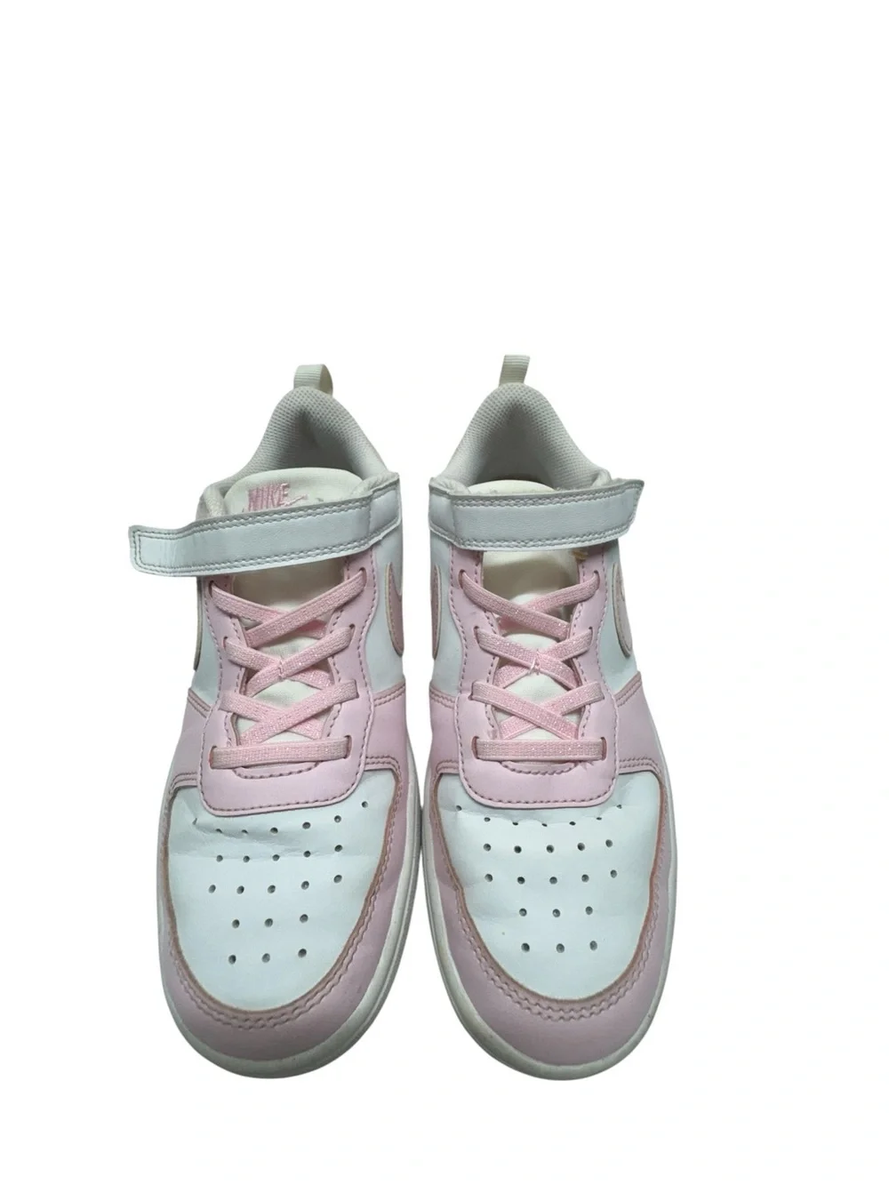 Nike Kids White and Pink Low-Top Sneakers with Velcro Strap